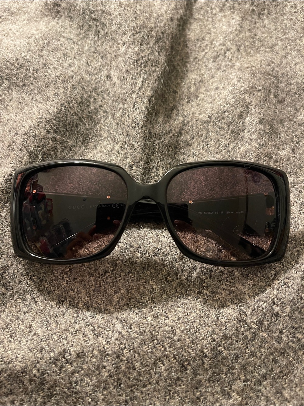 Gucci Women's Black Rectangular Oversized Sunglasses